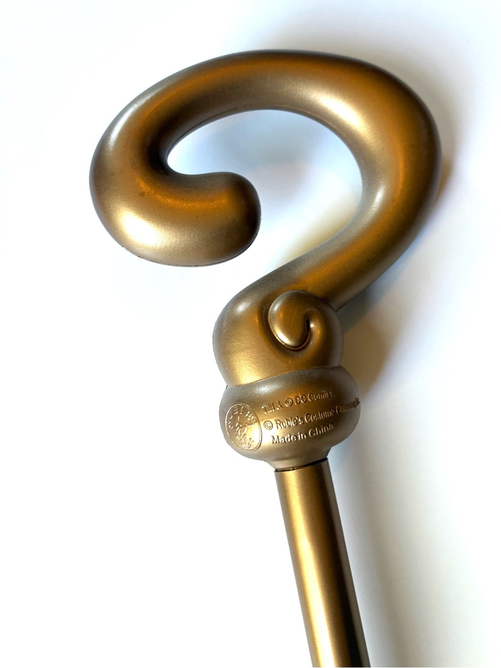 Party City Metallic Gold Riddler Batman Question Mark Prop cane